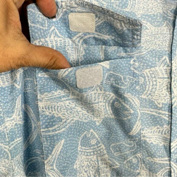 Vineyard Vines Men’s Fishing Shirt Blue Fish Print Vented Performance Medium - Picture 7 of 12